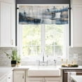 thumbnail image 3 of Abstract Scenery Art Kitchen Curtains and Valances Set, Mountain Waterfall Trees Watercolor Rod Pocket Window Valance Window Curtain Panels for Living Room Bedroom Laundry, 27.5x24in, 3 Pieces, 3 of 7