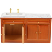 Worgeous Mini Dollhouse Furniture Kitchen Sink Cabinet Brown Wooden 1Pcs