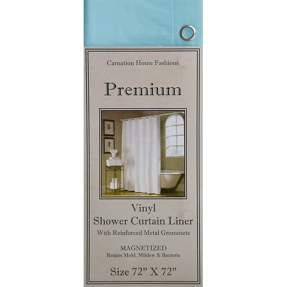 Light Blue Standard Size 4 Gauge Magnetized Shower Curtain Liner Made with Mold, Mildew and Bacteria Resistant Vinyl