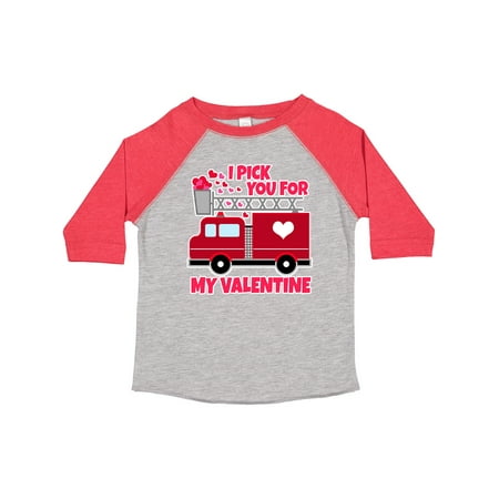 

Inktastic I Pick You for My Valentine with Red Firetruck Gift Toddler Boy or Toddler Girl T-Shirt