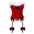 thumbnail image 3 of Sexy Velvet Christmas Corsets Women Miss Santa Bustier Corselet Bowknots Zipper Side Overbust Corset S-6XL, 3 of 5