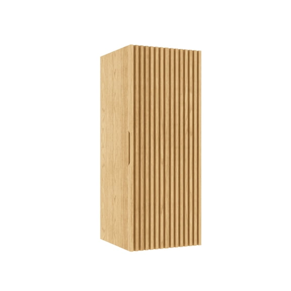 Bathroom Storage Cabinet BOI 12" Wall-Mounted Floating Striped Bathroom Vanity Side Cabinet with a Door and a Shelf, (Suitable for BRON Bathroom Vanity), Corolla Oak Woodgrain Color,Bathroom Wall Sto