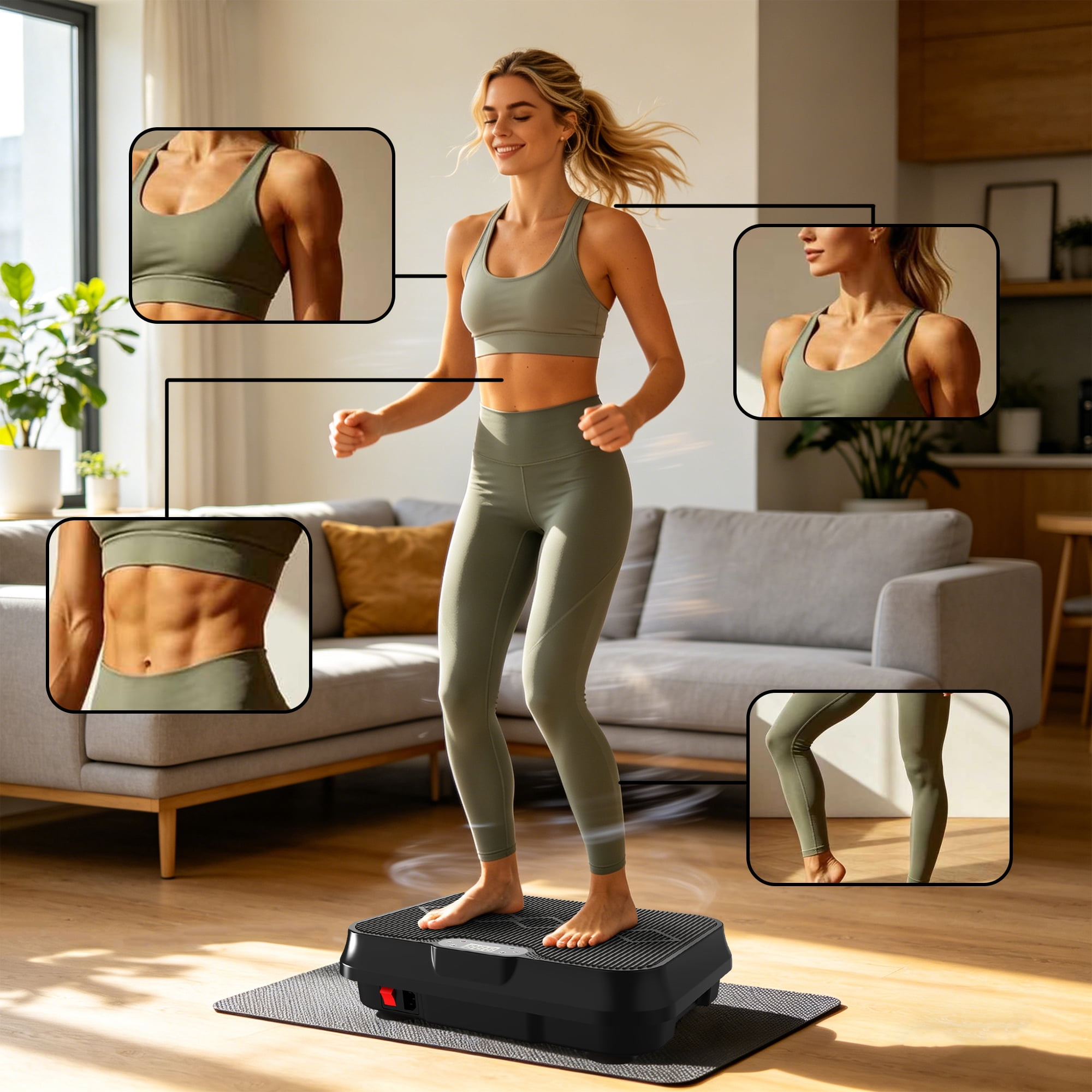Vibration Plate Exercise Machine, Whole Body Workout Platform with Remote Control, Resistance Bands, Vibration Platform for Home Gym