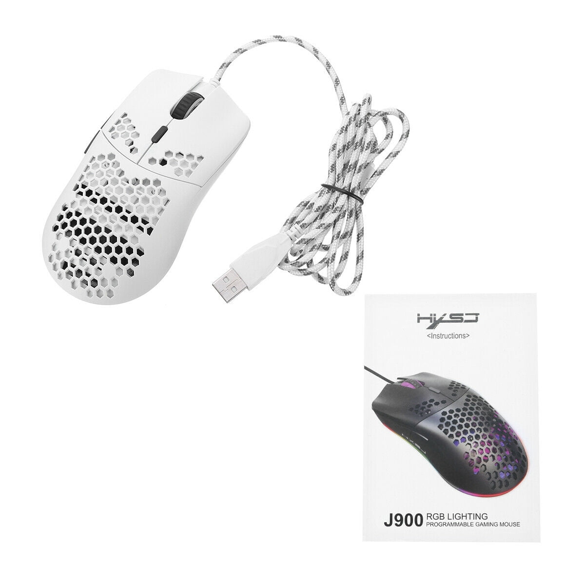 Sanoxy WP-254821619943-MS-WE RGB Gaming Mice Mouse 6400 DPI USB Flowing Backlit Light Wired PC, Laptop & Computer, White