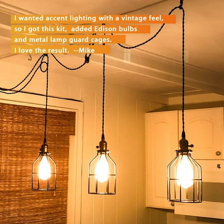 Vintage Pendant Light Kit Cord with Switch and Triple E26/E27