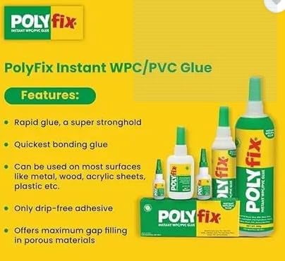 POLYFIX WPC/PVC Glue, Gels, Strong Bond, Quick Setting, Clear, 125g