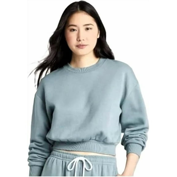 Cropped Crew Neck, Warm Cozy Sweatshirt and Crop Top (Women's Small)