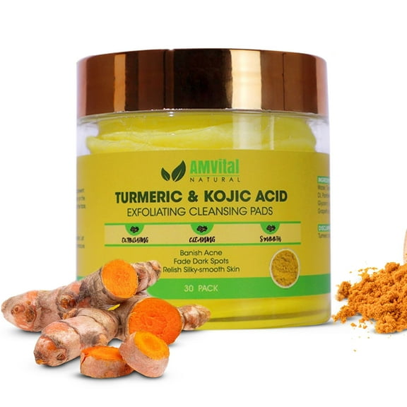 AMVital Kojic Acid Turmeric Cleansing Face Pads - 30 Pack