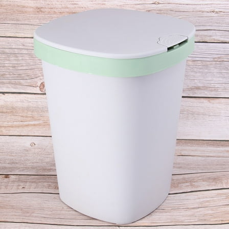 HEMOTON Button Plastic Trash Can with Lid for Storage Large Capacity Size L