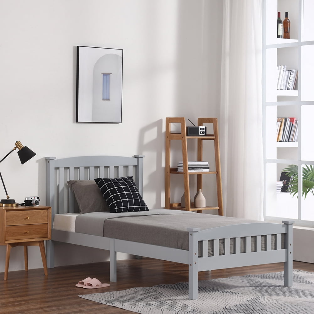 Kadyn Twin Over Twin Bunk Bed, Over Twin Bunk Bed with Headboard, Modern Bunk Bed Frame for Kids Adults, Gray