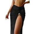 thumbnail image 2 of aturustex Women High Waist Drawstring Ruched Swimsuit Cover Up Skirt Solid Color Mesh Split Long Skirt Summer Beachwear, 2 of 9