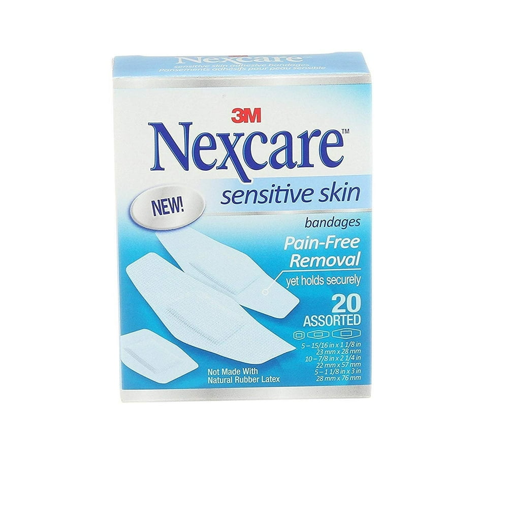 Nexcare Sensitive Skin Bandages, Assorted, 20 Bandages Per Box