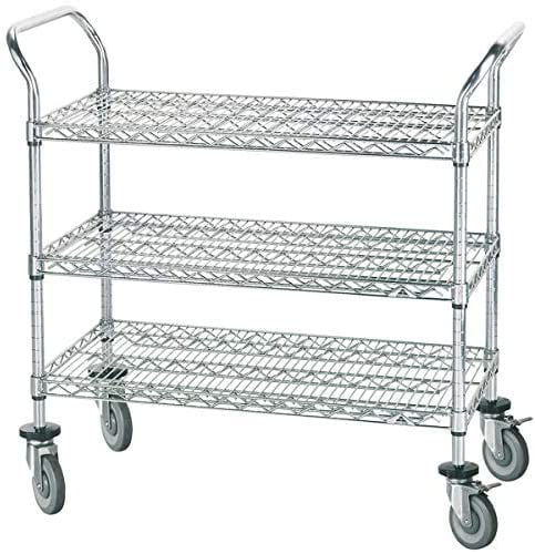 2 Shelves Wire Utility Cart 48L x 24W x 38H Capacity 800 Lb