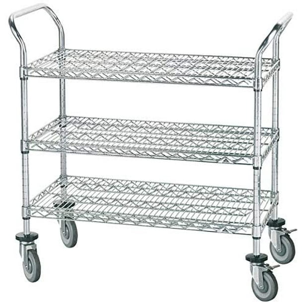 Utility Cart - 3 Shelves Collapsible Utility Carts with Wheels 800 lbs  Capacity 24”×47”