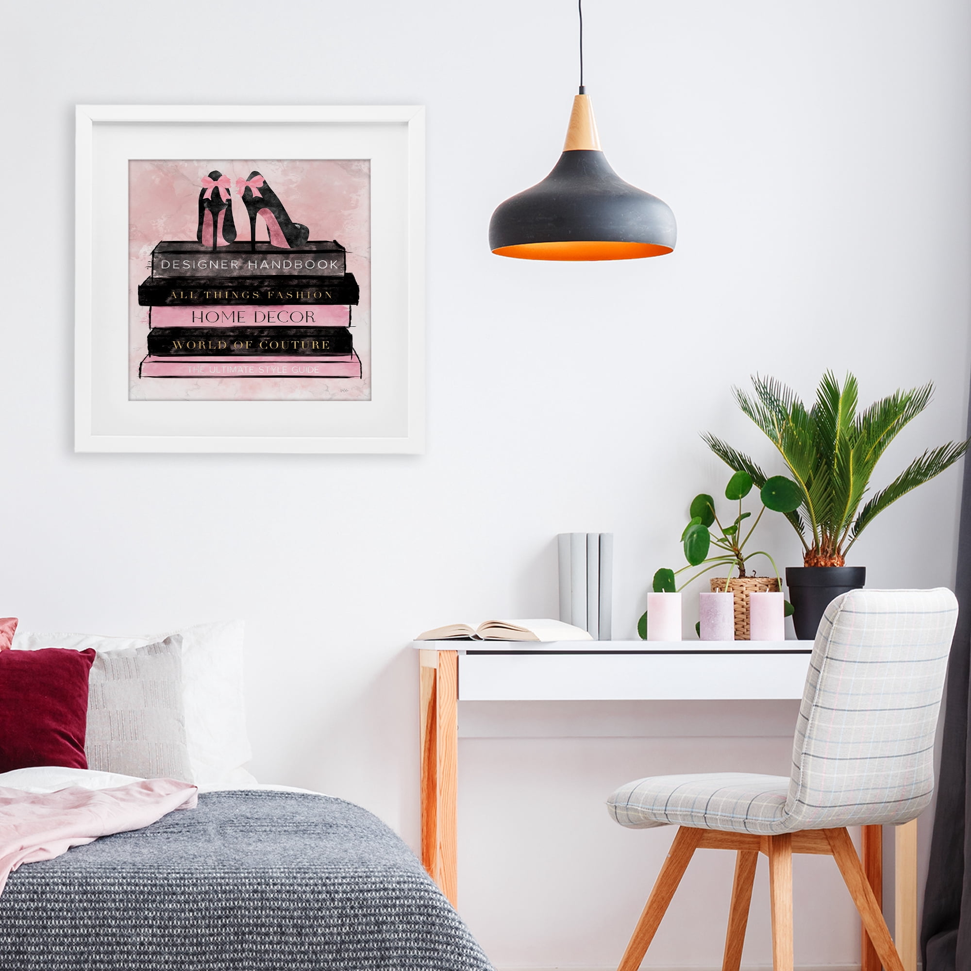 Stupell Industries All Things Fashion Book Stack White Framed Print Under Glass, design by Natalie Carpentieri