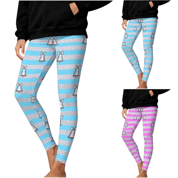 Frostluinai Women's High Waist Workout Leggings Striped Ugly Christmas Tights Stretch Slim Fit Yoga Gym Leggings Xmas Gifts