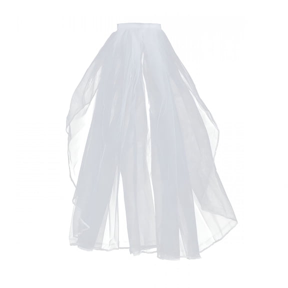 TELOLY Elegant Short Wedding Veil Tulle Bridal Veils with Comb and Ribbon for Bride Flower Girls Wedding Party Photography(White)