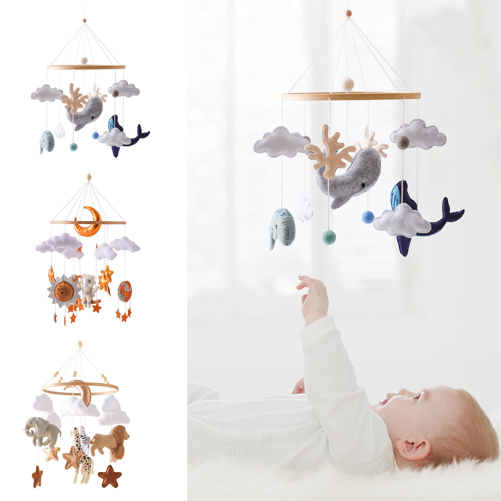 Baby Mobile for Crib, Baby Crib Mobile for Boys Girls, Baby Mobile for Bassinet, Boho Nursery Mobile, Nursery Decor Theme for Bedroom Hanging, Gender Neutral Baby Gift,gold