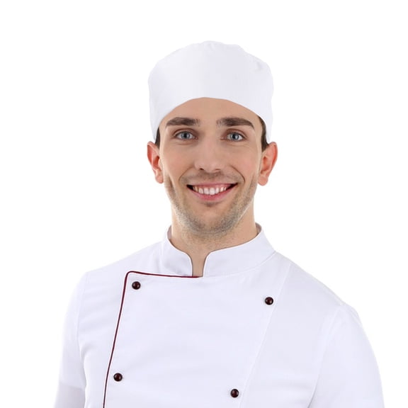 KONTONTY White Cotton Unisex Chef Hat Cooking Cap with Modern Design