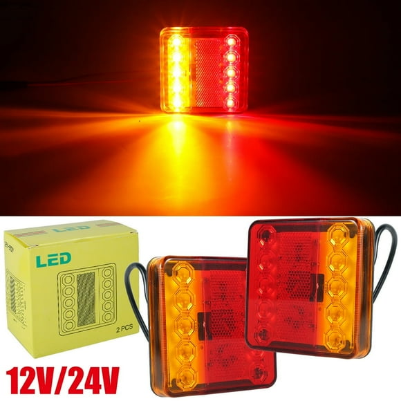 2Pcs 12/ 24V LED Trailer Lights Rear Tail Lights Square Tail Stop Indicator Truck Lamp Kit Durable Indicator Stop Light Waterproof Reversing Marker Lights for Truck Trailer Camper