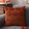 thumbnail image 3 of Oceanwell New Plush 3D Pumpkin Throw Pillows Covers - Fall/Christmas/Thanksgiving Decor, Cozy Textured Cushions for Couch/Bed,C,50X50cm, 3 of 4