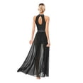 thumbnail image 2 of Eandarui Womens Lyrical Contemporary Dance Costume Halter Neck Flowy Tulle Maxi Long Dress Side Split Black XL, 2 of 6