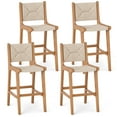 thumbnail image 1 of Gymax 4PCS Outdoor Counter Height Bar Stool w/ Wood Frame Back & Footrest for Balcony, 1 of 10
