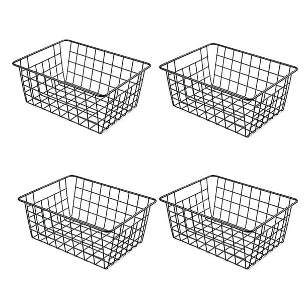 Wire Storage Baskets for Organizing, 4 Pack Metal Wire Freezer