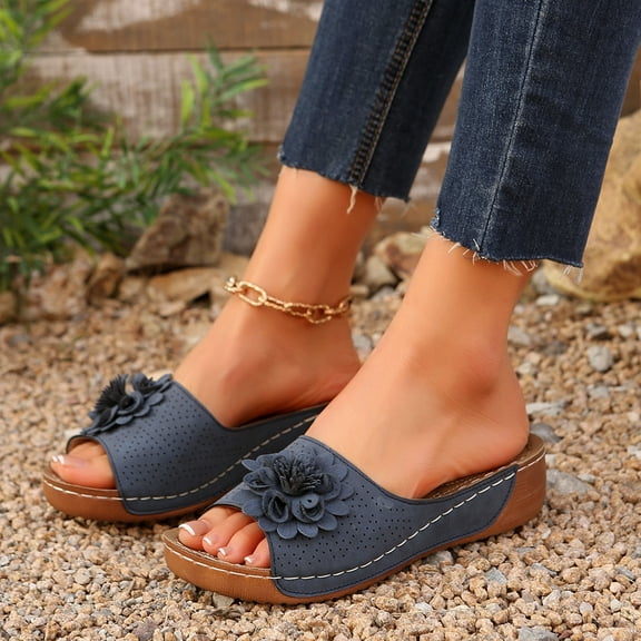 Clear Sandals for Women, Fashion Women Casual Round Head Comfy Slippers Beach Casual Slipsole Shoes