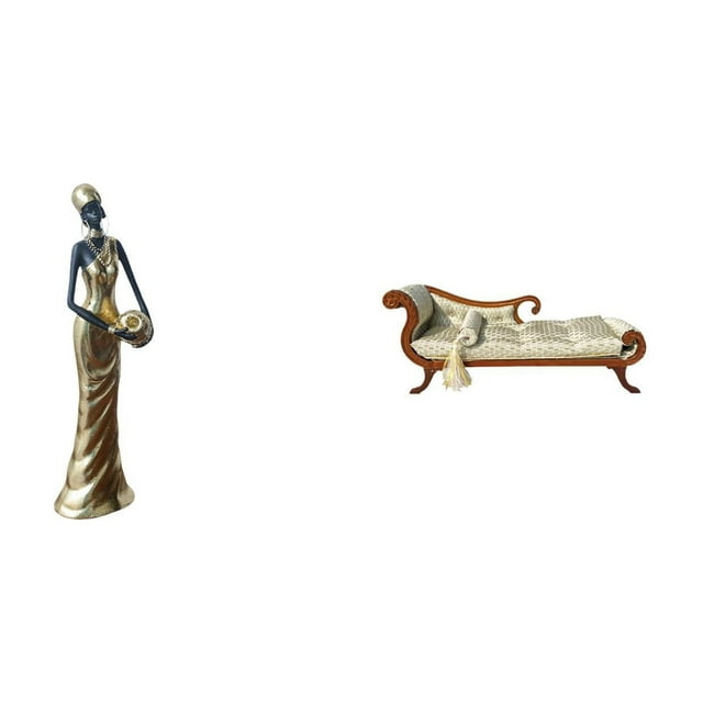 Figura de mujer africana,Estatua artesanal de una dama tribal africana,hecha a mano,para cafetería.,Sofá miniatura para muñecas,Sofá de madera a escala 1/12 para casa de muñecas,Sofá de