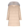 thumbnail image 5 of Women's Mid-Length Hooded Cotton Coat, Faux Fur Trim Parka, Long Sleeve Quilted Jacket, Casual Streetwear Coat, Drawstring Waist Puffer Coat, Cold Weather Outerwear Beige, 5 of 6