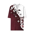thumbnail image 5 of Odbmxy Blouse Women Short Sleeve Summer V-Neck Women's T Shirts Business Button Fancy Loose Floral White Leisure Tops, 5 of 6