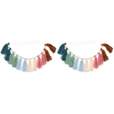 2 Pieces Garland Christmas Decorationss Boho Tassel String Rainbow Pendant Wall Children's Room (blue Pink)