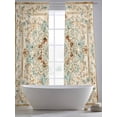 thumbnail image 5 of Sage Green Orange Floral Sheer Curtains 84 Inch Length 2 Panels Set, Boho Vintage Botanical Ethnic Voile Window Treatment Rod Pocket Curtains Sheers Drapes for Bedroom/Living Room/Kitchen 52"x84"x2, 5 of 7