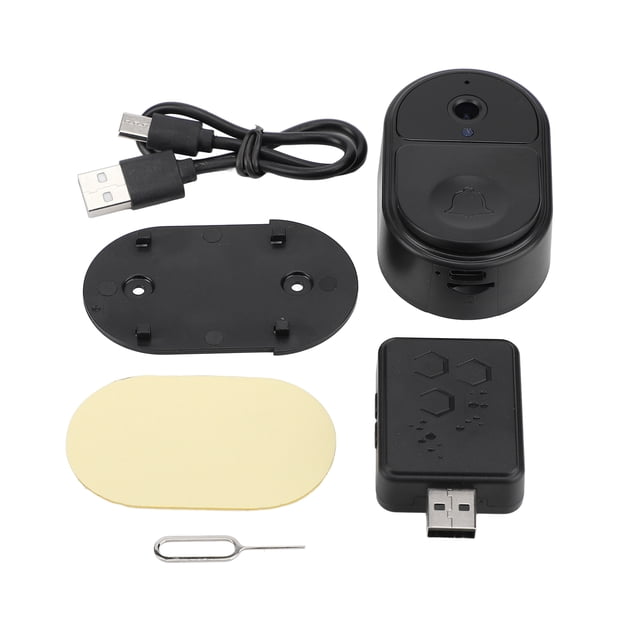 Timbre con video WiFi, cámara inteligente para casa, monitoreo remoto por video, 128 GB, inalámbrico, con receptor Ding Dong, color negro