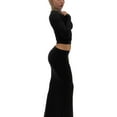 thumbnail image 6 of Cenuakty Women Fall Skirts Outfits Solid Color Crew Neck Long Sleeve T-Shirts Tops Packaged Hip Long Skirts 2 Pieces Clothes Set, 6 of 9
