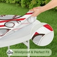 thumbnail image 5 of Red and White Striped Baseballs Pattern Round Fitted Tablecloth with Elastic Edge,Dining Table Cover Waterproof,Outdoor Round Tablecloth for Camping,Dining,Indoor and Outdoor, 5 of 7