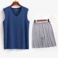 thumbnail image 2 of Conjunto Deportivo de los Hombres, Moda Casual de Color Sólido Cuello en V sin Mangas de Elasticidad Superior para el Desgaste Al Aire Libre, Traje Atlético de Humedad, 2 of 5