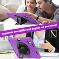 thumbnail image 4 of Case for iPad Pro 11" 2024 M4 5th Geneartion A2836/A2837/A3006, Kids Friendly Rugged Cover Built-in 360° Rotatable Stand-Hand/Shoulder Strap/Pencil Holder for iPad Pro 11" 2024, Purple, 4 of 11