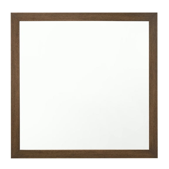 Transitional Style Wooden Frame Mirror with Grain Details Brown - Saltoro Sherpi