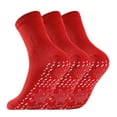 thumbnail image 2 of 3 Pairs Fuzzy Slipper Socks with Grip, USB Heated Socks, Cozy and Warm Men Slipper Socks, Indoor Multicolor Winter, Non Slip Cozy and Warm Bootie Slippers for Men Women Red, 2 of 8