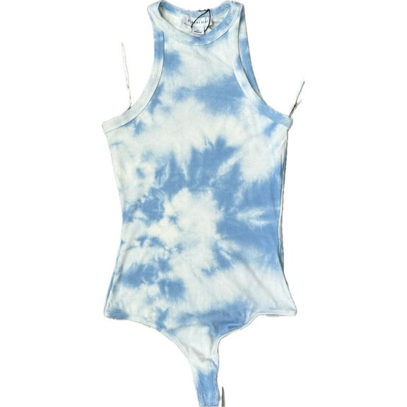 Gianni Bini Sleeveless Racer Knit Vanessa Bodysuit Loungewear, Blue White, Size X-Small