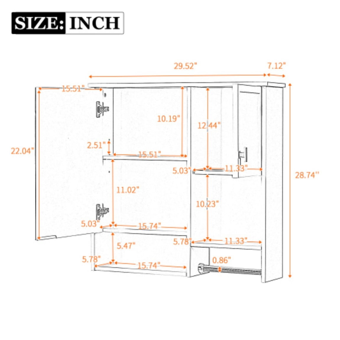 29"x 28" Modern Wall Mounted Bathroom Medicine Cabinet with Mirror, Over The Toilet Storage Cabinet, Adjustable Shelf Bathroom Wall Cabinet with Towel Bar, Black