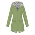 thumbnail image 4 of Girls Waterproof Hooded Jackets Mid to Long Length Solid Rain Jacket Lightweight Soft Lining Kids Windbreaker Rain Coats with Pockets Easy On/Off Design(Green,7-8 Years), 4 of 5