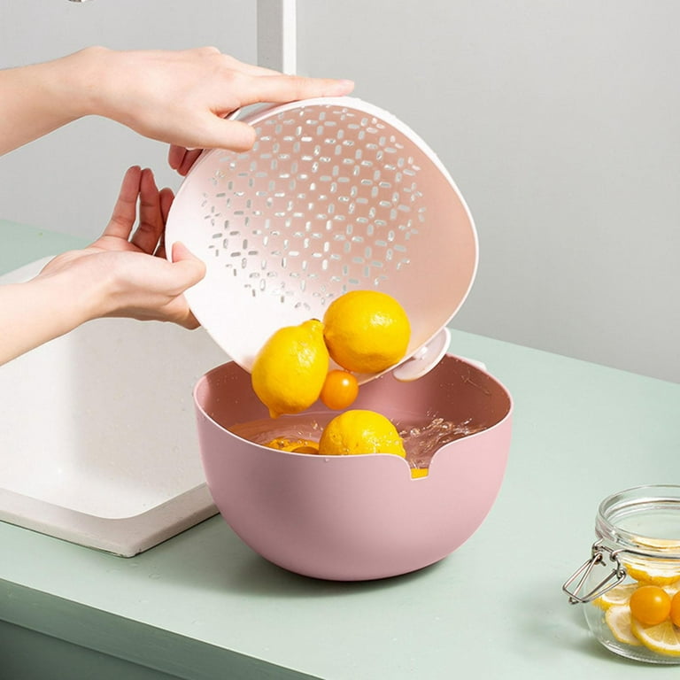 Vegetable Washing Basin Rice Strainer Bowl Rice Strainer Food Cleaning Bowl Stainless Steel Strainer, Size: 23.7X20X10.2CM