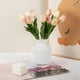 thumbnail image 5 of Jarrón de rayas de boca plana y fondo redondo de 1,2 l | Florero de plástico | Estilo romano europeo | Jarrón decorativo blanco para decoración del hogar, 5 of 6
