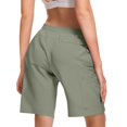 thumbnail image 4 of Running Shorts for Women Quick Dry Hiking Cargo Shorts Lightweight Stretch Active Golf Athletic Short Zipper Pockets Army Green XL, 4 of 5