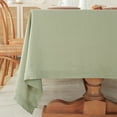 thumbnail image 4 of 100% Pure Linen Tablecloth, 55x55 Inch Square Table Cover - Sage, 4 of 7