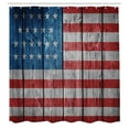 thumbnail image 3 of Ambesonne Retro Shower Curtain, Worn Style American Flag, 69"Wx70"L, Blue Red Pale Grey, 3 of 5