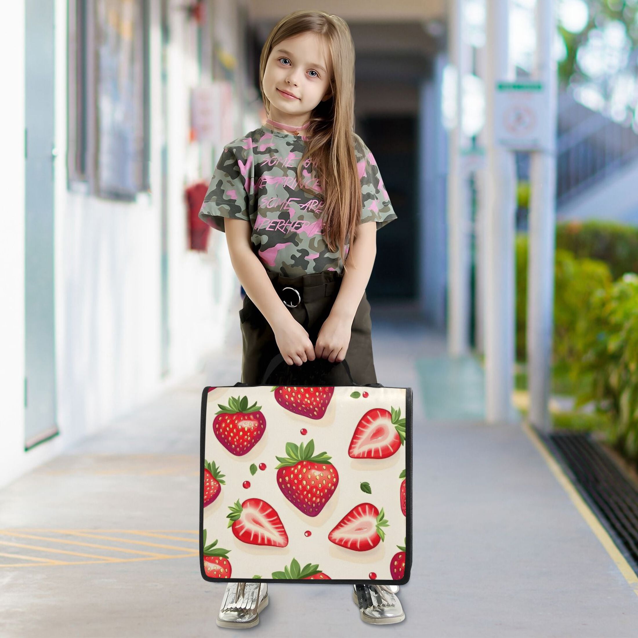 ALAZA Zipper Binder Strawberries 3 Ring Trapper Keeper File Folder Organizer Bag